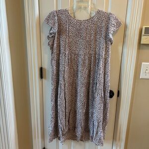 Brown and white leopard print midi dress, size XL